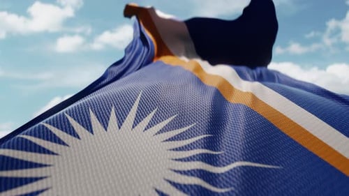 Marshall Islands Flag Waving Against Blue Sky