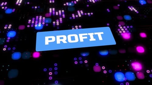 Profit Text on Futuristic Digital Glowing Background