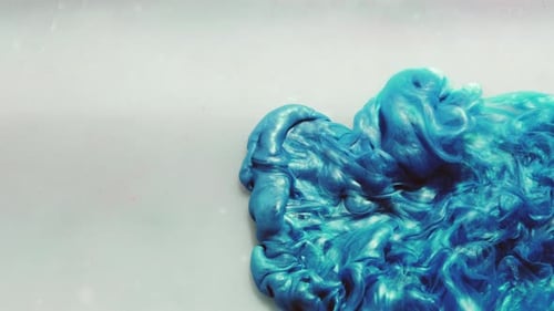 Ink Splash Color Explosion Smoke Cloud Flow Blue