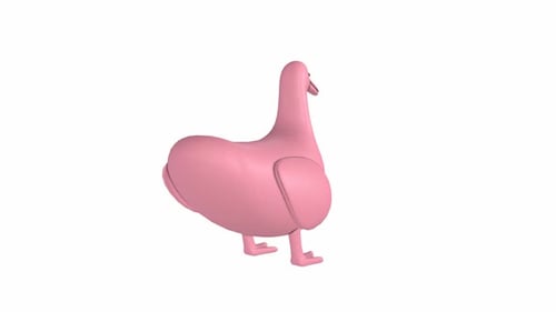 Ente, die sich in einer Schleife auf weißem Hintergrund dreht
