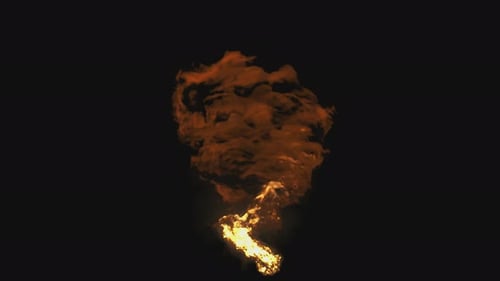 Fire swirl with smoke on a transparent background alpha channel.