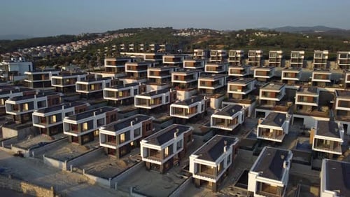 a Block of New Lowrise Private Houses Ready for Commissioning a Cozy Area in Turkey