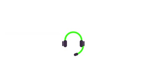Animated Flat Design Headphones with Microphone Icon