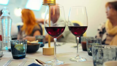 Elegant Table Setting with Wine for Dinner Party