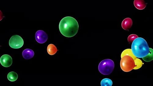 Colorful Festive Balloons Floating Upwards Celebration Overlay