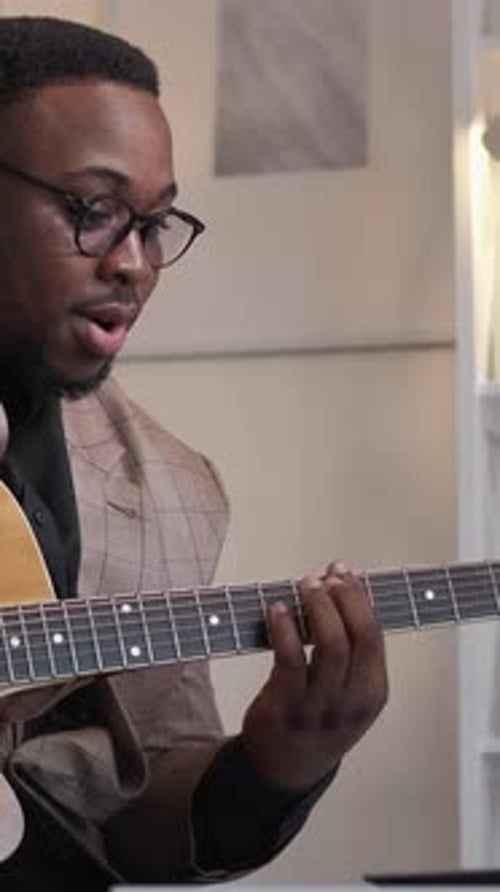 Vertical Music School Guitar Teacher Man Class