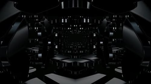 Abstract Glossy Black Tunnel Loop Background