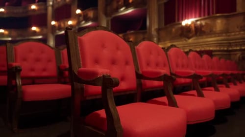 Elegant Red Theater Seats in a Classic Opera House Auditorium