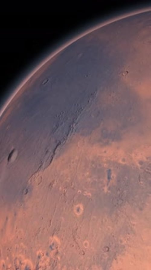 Planeta de Marte girando no planeta em órbita do espaço sideral