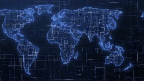 Glowing Technology Earth Map Animation