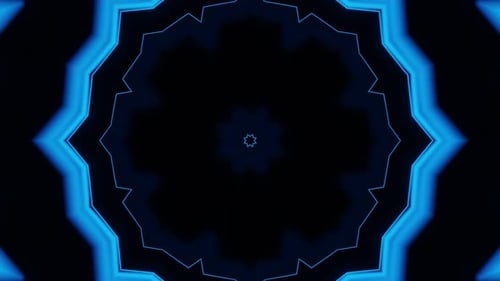 Blue Neon Geometric Pulsating Kaleidoscope Background Loop
