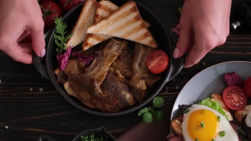 Delicious Breakfast of Toast, Bacon, and Fried Egg