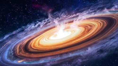 Dynamic Spinning Galaxy Core in Space Animation