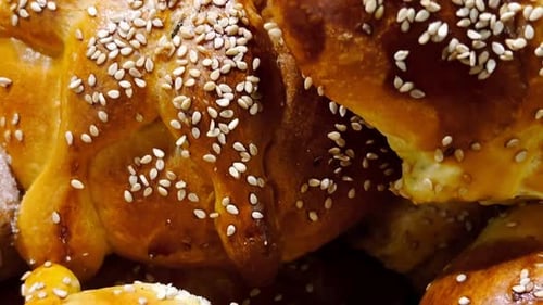 Braided Sesame Seed Rolls Close Up