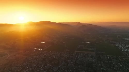 Scenery of picturesque Napa, California, USA in the rays of setting sun.