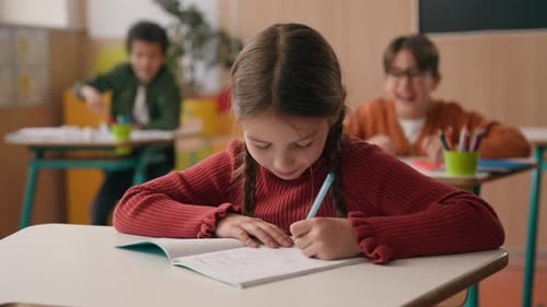 Students Doing Classwork in Classroom