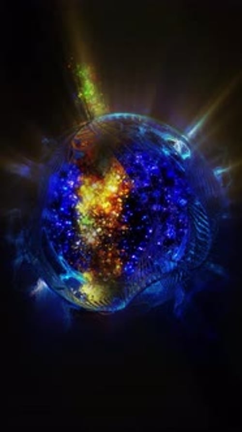 Dynamic Tech Sphere Core with Blue and Orange Energy