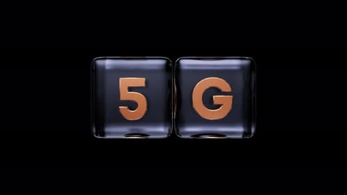 Glass Cube Turned and Changes Sign 5G to 6G 6G Mobile Network Data Technology Business Communication