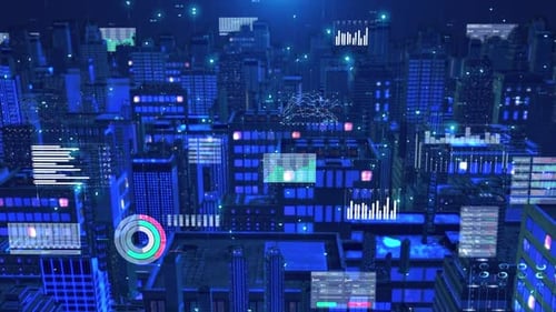Futuristic City Data Visualization Loop