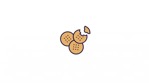 Flat Design Animated Cookie Icon with a Bite