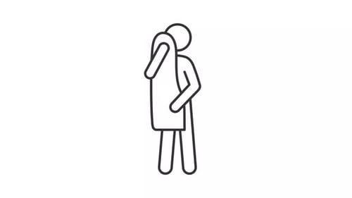 Animación negra lineal delgada de una persona usando el icono de una toalla