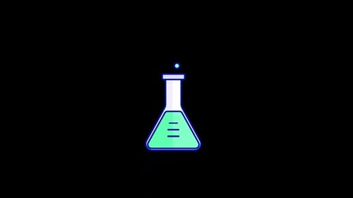 Flat Design Science Flask Bubbling Icon
