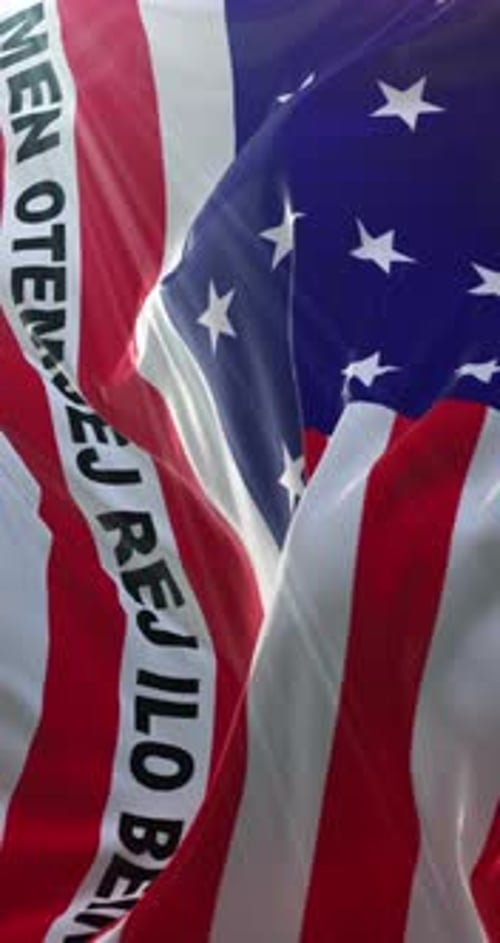 Vertical Waving American Flag with Placeholder Text Animation