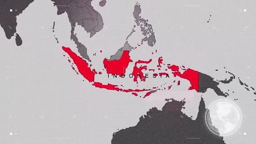 Indonesien-Karte Rot und Grau mit Effekten
