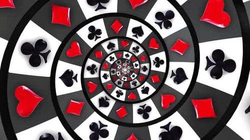 Hypnotic Swirling Playing Card Suits Spiral Background
