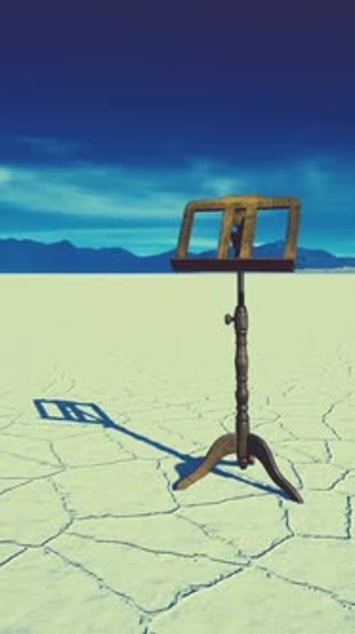 an Old Music Stand is on White Salt Desert