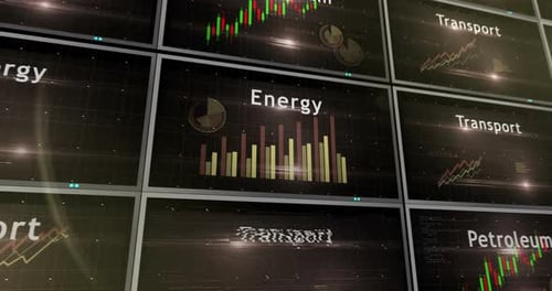 Diagrama 3D de tablas y gráficos de la industria petrolera