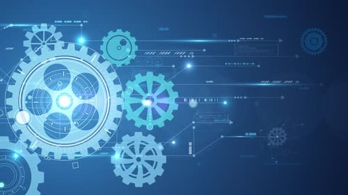 Digital Gears Mechanism with Futuristic Technology Background