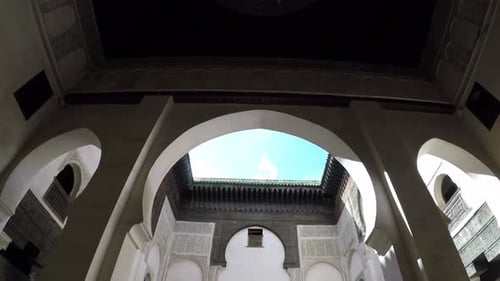 4K Footage of the interior of a Madrasa in Fez, Morroco