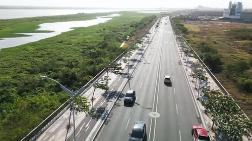 Highway in the Barranquilla Pier by the Magdalena River in Colombia