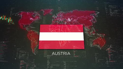 Austria Stock Market Chart Background With Flag