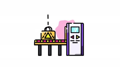 Automated Scanning Conveyor Belt System Minimalist Animation