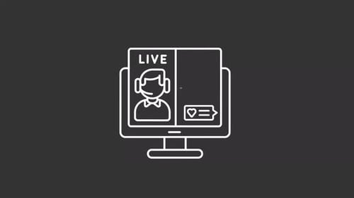 Flat Design Animated Live Stream Video Call Monitor Icon