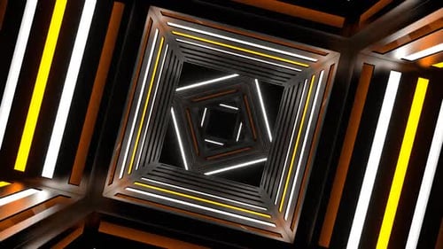 Orange And White Neon Motion Effect Tunnel Background Vj Loop In HD