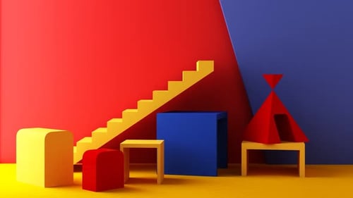 Geometric Abstract Colorful Shapes With Camera Motion