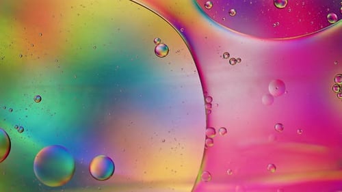 Abstract Colorful Organic Food Oil Drops Bubbles On Water Surface 119