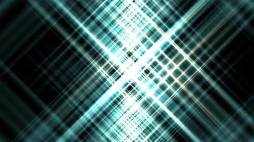 Abstract Glowing Green Squares Array Spinning Motion Background