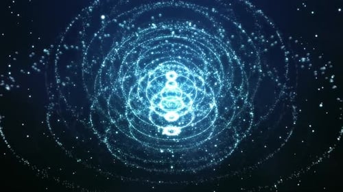 Abstract Glowing Particle Rings Digital Energy Background