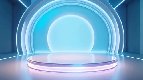 Futuristic Stage Podium with Pulsating Neon Lights