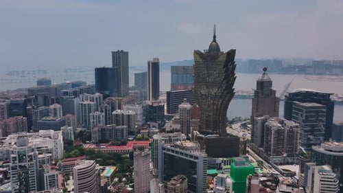 Panorama Of The Whole Of Macau With Large Buildings