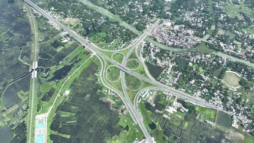 Aerial view of Bhanga four circle, Faridpur, Bangladesh.
