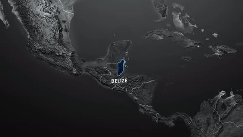 Belize Map Blue Color 4K