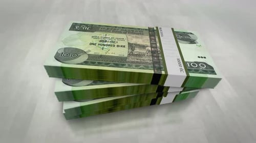 Ethiopia Birr money banknote pile packs