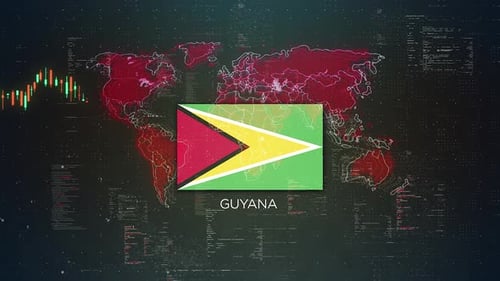 Guyana Stock Market Chart Background With Flag