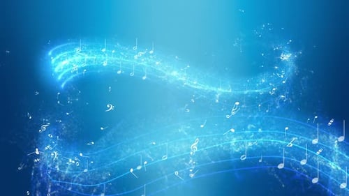 Flowing Musical Notes and Staff Abstract Animation