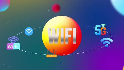 WIFI-Symbole mit 3D-Animation im Orbit-Stil
